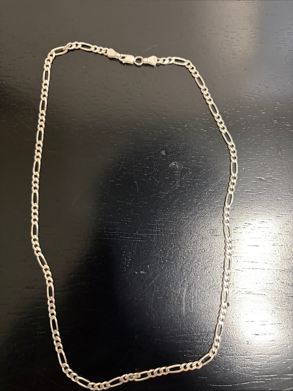 Mexican Sterling Silver 925 Figaro Link Necklace - Silver
